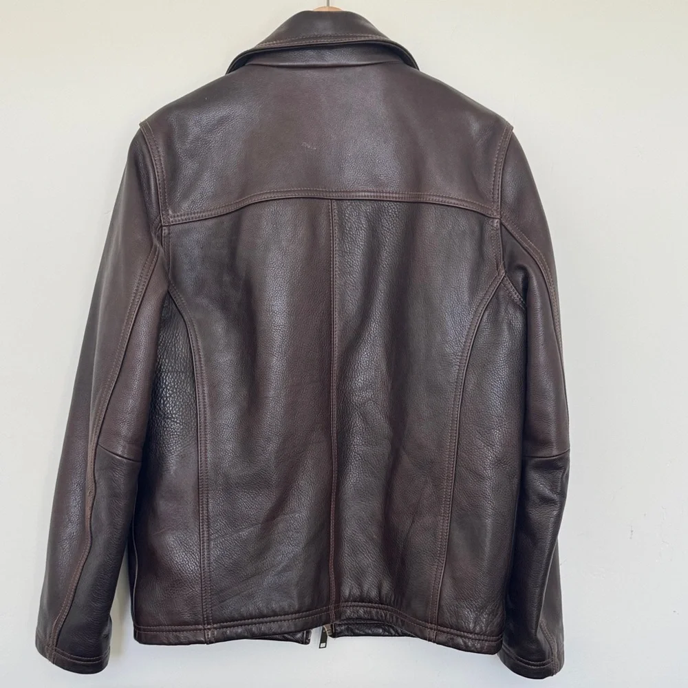 Wilsons Leather Men's Dark Brown Leather Bomber Jacket - Picture 6 of 13